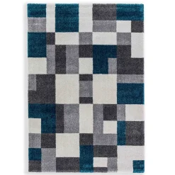 Astra Kurzflorteppiche>Teppich Savona 67x130 cm Kästchen Petrol