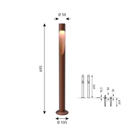 Louis Poulsen Außenleuchten>Pollerleuchte Flindt Garden Long Cortenfarben