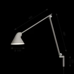 Louis Poulsen Innenleuchten>Wandleuchte NJP Langer Arm Hellgrau Aluminium