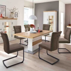 MCA Furniture Esszimmerstühle>Schwingstuhl Calanda 2er-Set mit Griff Cappuccino/Schwarz