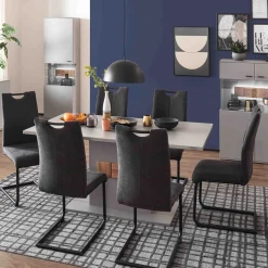 MCA Furniture Esszimmerstühle>Schwingstuhl Adana 4er-Set mit Griffloch Anthrazit