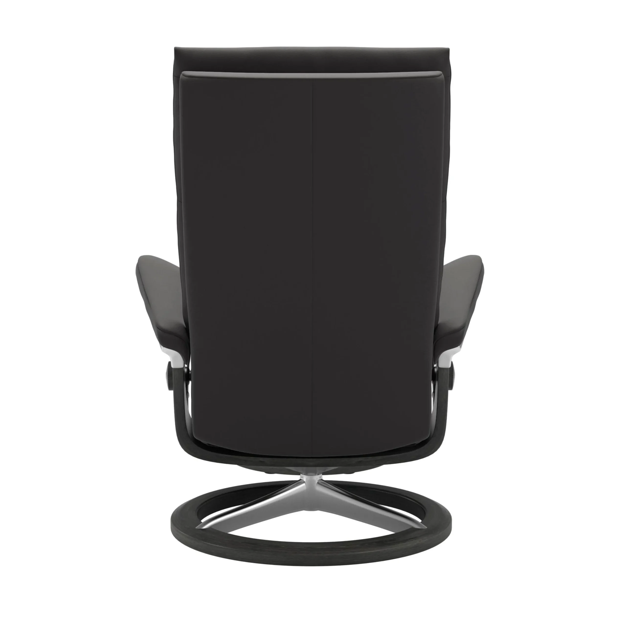 Stressless Sessel>Aura Signature Sessel mit Hocker M Leder Paloma Rock Grau Chrom