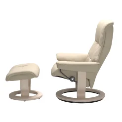Stressless Sessel>Mayfair Classic Sessel mit Hocker M Leder Batick Cream Whitewash