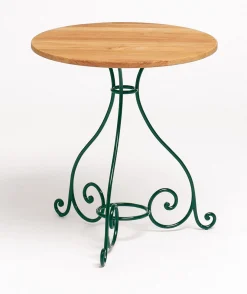 Weishäupl Gartentische>Tisch Schmiedeeisen Classic Ø65 cm Teak massiv